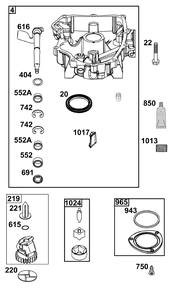 Sump Group Diagram and Parts List for 40T877-0008-B5  Briggs and Stratton Engine
